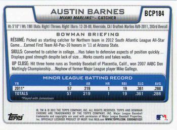 2012 Bowman Chrome - Prospects #BCP184 Austin Barnes Back