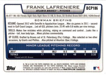 2012 Bowman Chrome - Prospects #BCP186 Frank Lafreniere Back