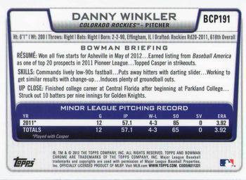 2012 Bowman Chrome - Prospects #BCP191 Danny Winkler Back