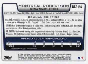 2012 Bowman Chrome - Prospects #BCP196 Montreal Robertson Back