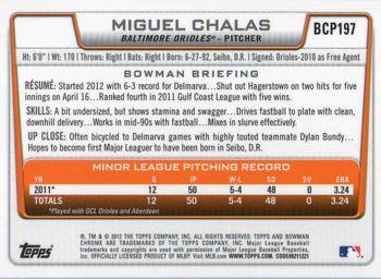 2012 Bowman Chrome - Prospects #BCP197 Miguel Chalas Back
