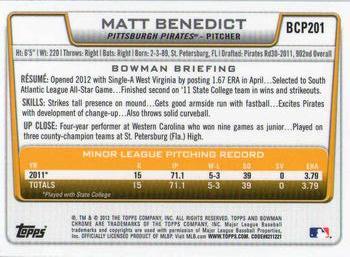 2012 Bowman Chrome - Prospects #BCP201 Matt Benedict Back