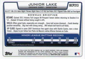 2012 Bowman Chrome - Prospects #BCP213 Junior Lake Back