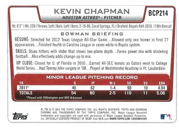 2012 Bowman Chrome - Prospects #BCP214 Kevin Chapman Back