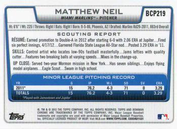 2012 Bowman Chrome - Prospects #BCP219 Matthew Neil Back