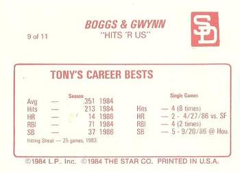 1988 Star Boggs & Gwynn #9 Tony Gwynn Back