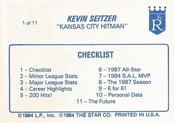 1988 Star Kevin Seitzer #1 Kevin Seitzer Back