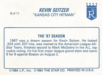 1988 Star Kevin Seitzer #8 Kevin Seitzer Back