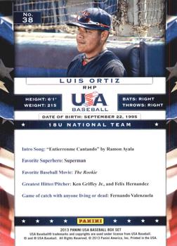 2013 Panini USA Baseball #38 Luis Ortiz Back