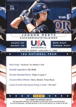 2013 Panini USA Baseball #39 Jakson Reetz Back