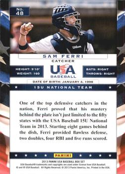2013 Panini USA Baseball #48 Sam Ferri Back