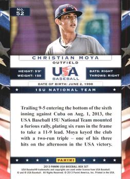 2013 Panini USA Baseball #52 Christian Moya Back