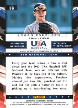 2013 Panini USA Baseball #55 Logan Pouelsen Back