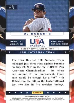 2013 Panini USA Baseball #58 DJ Roberts Back