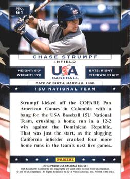 2013 Panini USA Baseball #61 Chase Strumpf Back
