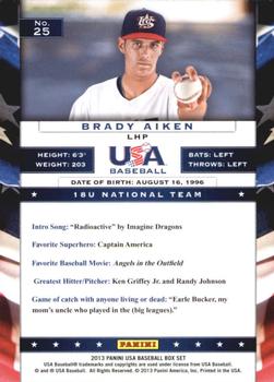 2013 Panini USA Baseball #25 Brady Aiken Back