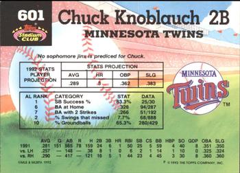 1992 Stadium Club - East Coast National #601 Chuck Knoblauch Back