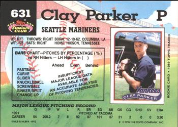 1992 Stadium Club - East Coast National #631 Clay Parker Back