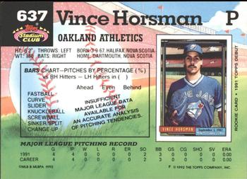 1992 Stadium Club - East Coast National #637 Vince Horsman Back