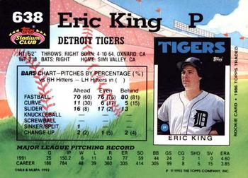 1992 Stadium Club - East Coast National #638 Eric King Back