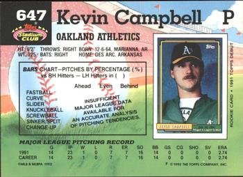 1992 Stadium Club - East Coast National #647 Kevin Campbell Back