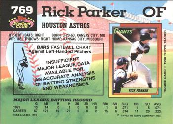 1992 Stadium Club - East Coast National #769 Rick Parker Back