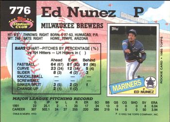 1992 Stadium Club - East Coast National #776 Edwin Nunez Back