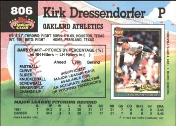 1992 Stadium Club - East Coast National #806 Kirk Dressendorfer Back