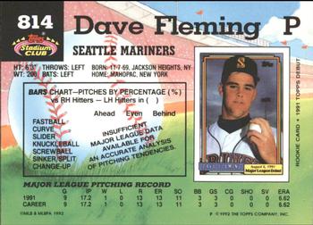 1992 Stadium Club - East Coast National #814 Dave Fleming Back