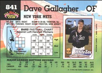 1992 Stadium Club - East Coast National #841 Dave Gallagher Back