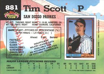 1992 Stadium Club - East Coast National #881 Tim Scott Back