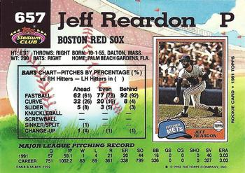 1992 Stadium Club - National Convention #657 Jeff Reardon Back