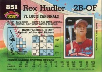 1992 Stadium Club - National Convention #851 Rex Hudler Back