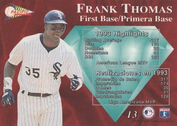 1994 Pacific - Silver Prisms #13 Frank Thomas Back