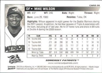 2013 Choice Somerset Patriots #28 Mike Wilson Back
