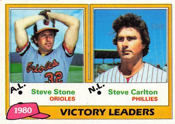 1981 Topps #5 1980 Victory Leaders (Steve Stone / Steve Carlton) Front