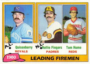 1981 Topps #8 1980 Leading Firemen (Dan Quisenberry / Rollie Fingers / Tom Hume) Front