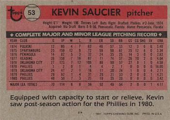 1981 Topps #53 Kevin Saucier Back