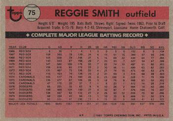 1981 Topps #75 Reggie Smith Back