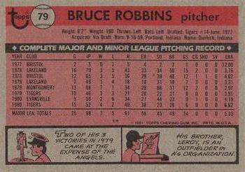 1981 Topps #79 Bruce Robbins Back