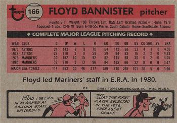 1981 Topps #166 Floyd Bannister Back