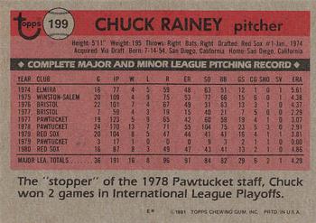 1981 Topps #199 Chuck Rainey Back