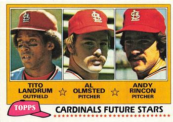 1981 Topps #244 Cardinals Future Stars (Tito Landrum / Al Olmsted / Andy Rincon) Front