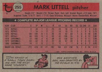 1981 Topps #255 Mark Littell Back