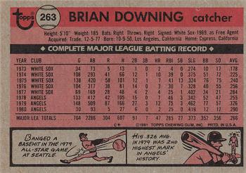 1981 Topps #263 Brian Downing Back