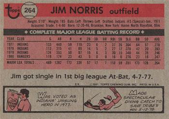 1981 Topps #264 Jim Norris Back