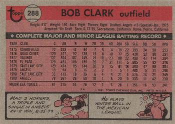 1981 Topps #288 Bob Clark Back