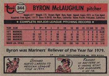 1981 Topps #344 Byron McLaughlin Back