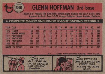 1981 Topps #349 Glenn Hoffman Back
