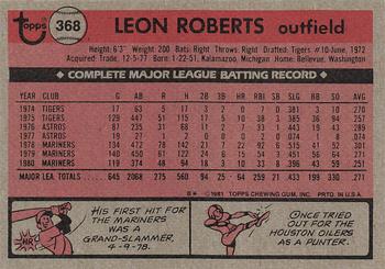 1981 Topps #368 Leon Roberts Back